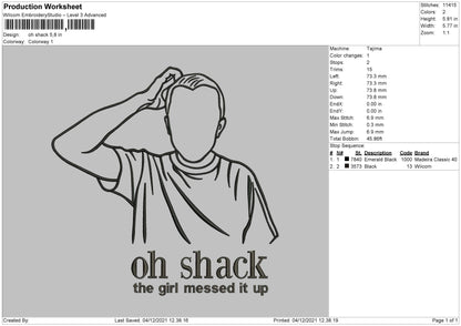 Oh Shack Embroidery File 4 size