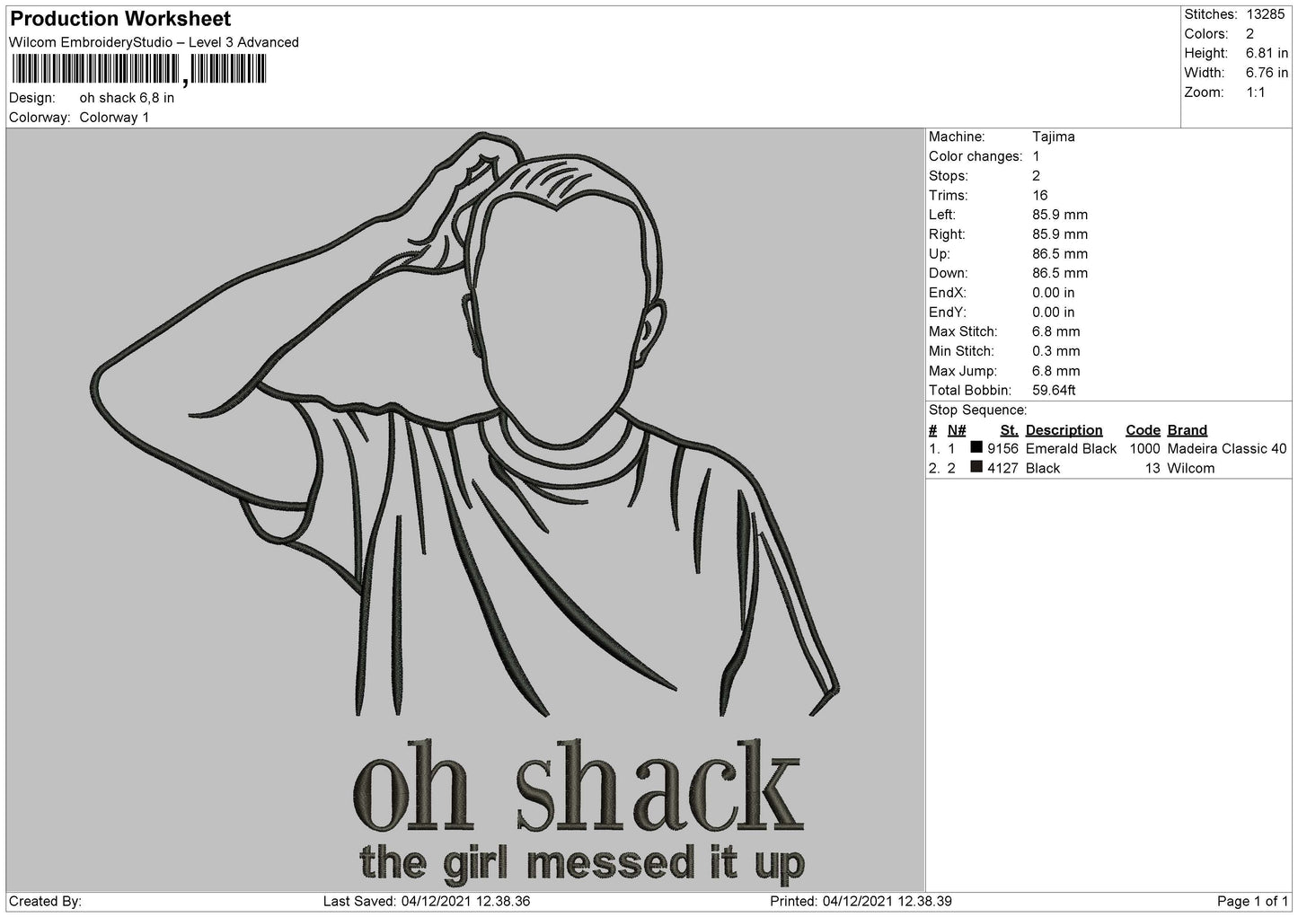 Oh Shack Embroidery File 4 size