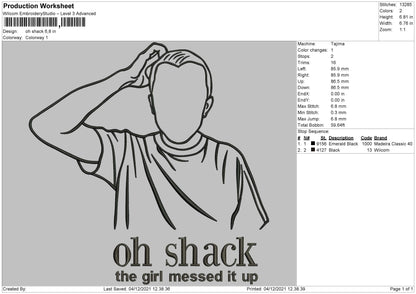 Oh Shack Embroidery File 4 size