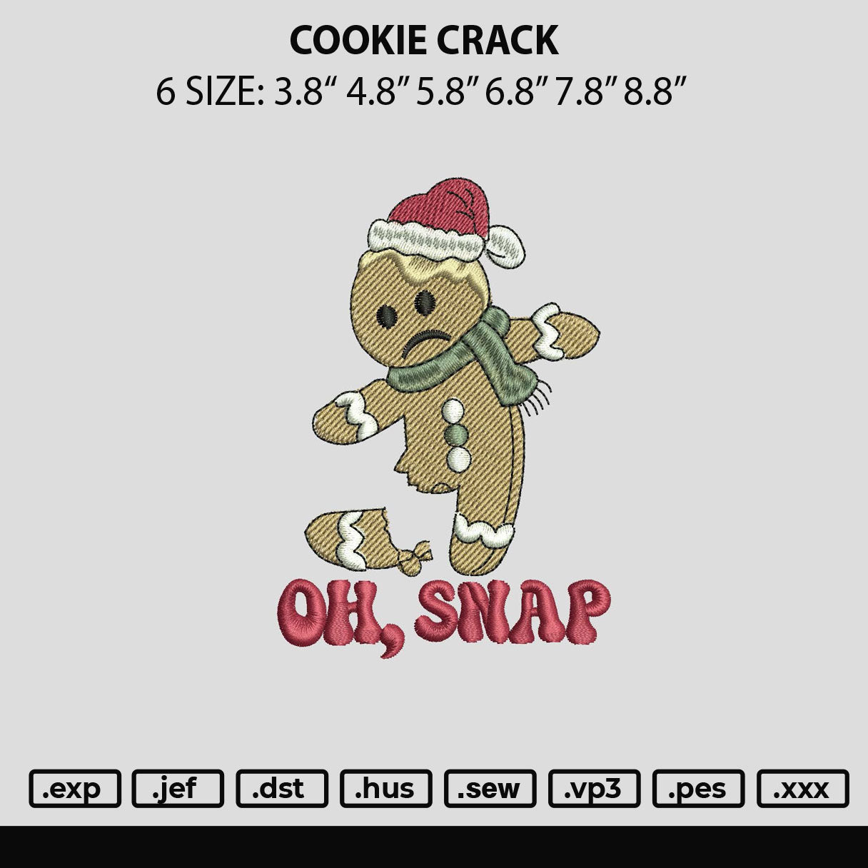 Cookie Crack Embroidery File 6 sizes