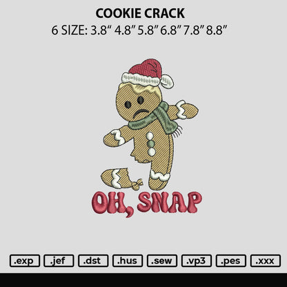 Cookie Crack Embroidery File 6 sizes