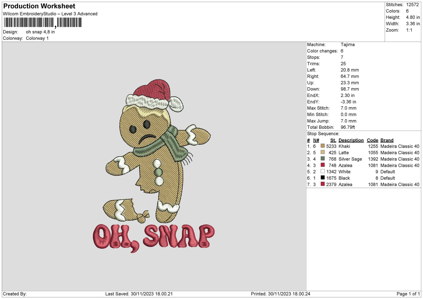 Cookie Crack Embroidery File 6 sizes
