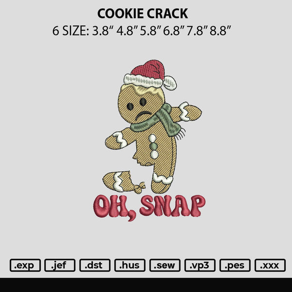 Cookie Crack Embroidery File 6 sizes