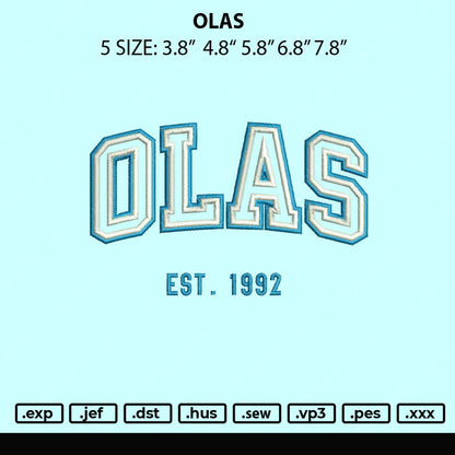Olas Embroidery File 5 sizes