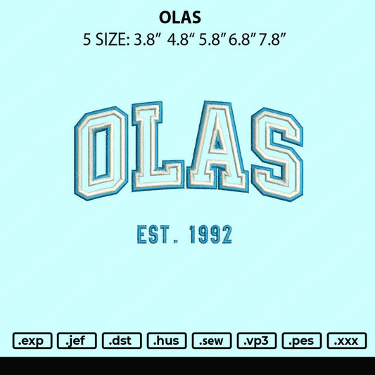 Olas Embroidery File 5 sizes