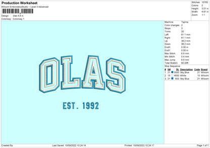 Olas Embroidery File 5 sizes