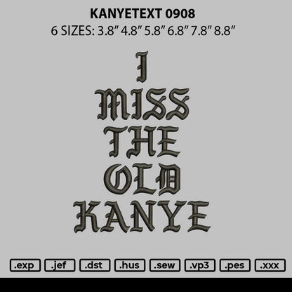 Kanyetext 0908 Embroidery File 6 sizes