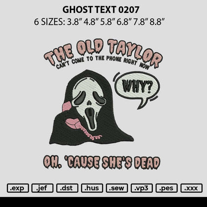 Ghost Text 0207 Embroidery File 6 sizes