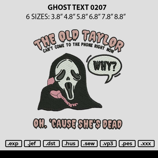 Ghost Text 0207 Embroidery File 6 sizes