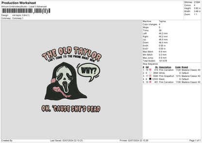 Ghost Text 0207 Embroidery File 6 sizes