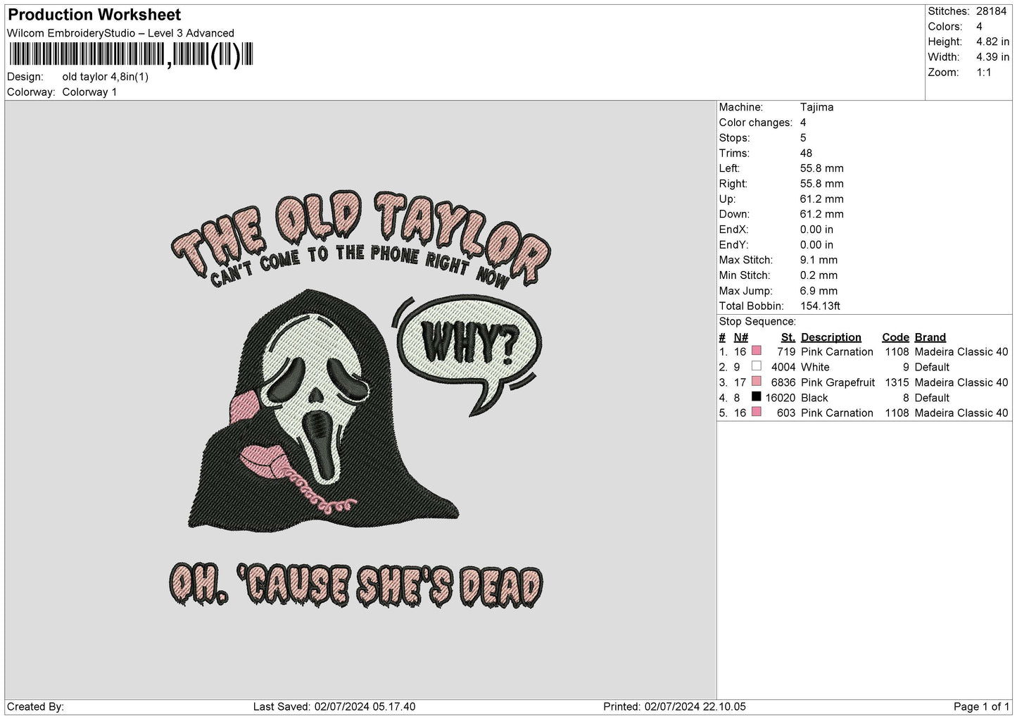 Ghost Text 0207 Embroidery File 6 sizes