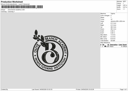 Olive Text Embroidery Machine Design File 6 sizes