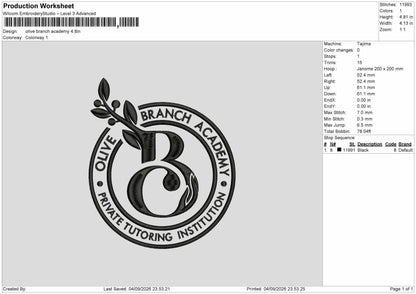 Olive Text Embroidery Machine Design File 6 sizes