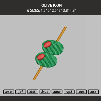 Olive icon Embroidery Machine Design File 6 sizes