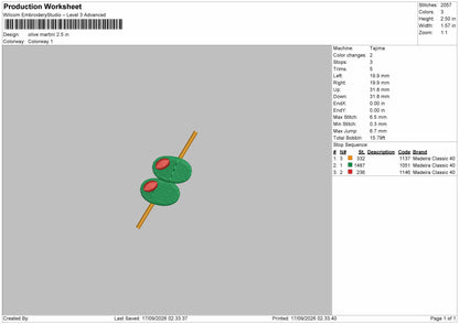 Olive icon Embroidery Machine Design File 6 sizes