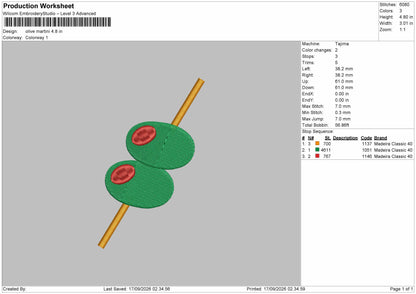 Olive icon Embroidery Machine Design File 6 sizes