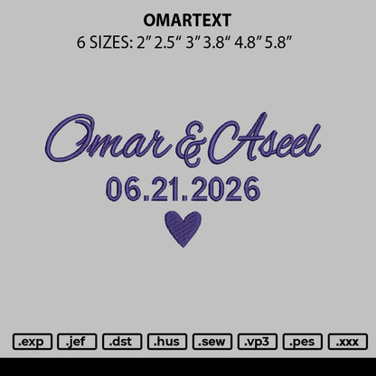 Omartext Embroidery File 6 sizes