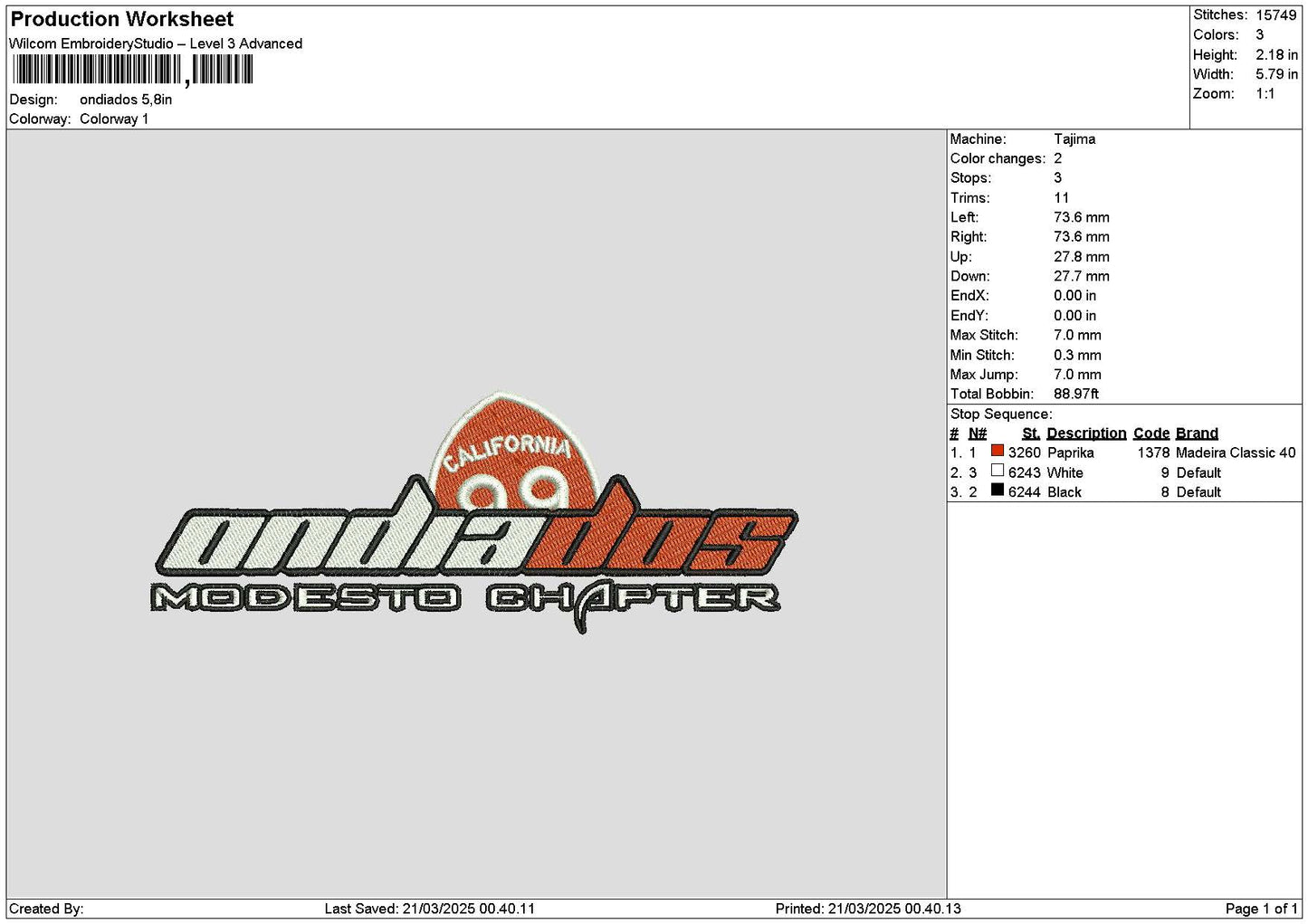 Ondiatext Embroidery File 6 sizes