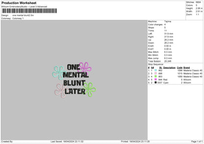 Mentaltext 02 Embroidery File 6 sizes