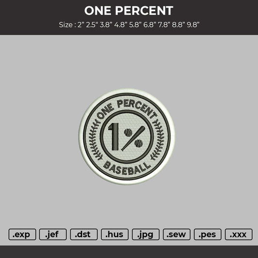 ONE PERCENT Embroidery File 6 sizes
