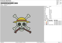 One Piece Skull Embroidery File 4 sizes