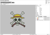 One Piece Skull Embroidery File 4 sizes