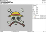 One Piece Skull Embroidery File 4 sizes