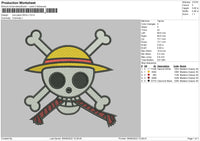 One Piece Skull Embroidery File 4 sizes