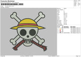 One Piece Skull Embroidery File 4 sizes