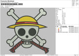 One Piece Skull Embroidery File 4 sizes