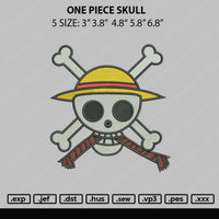 One Piece Skull Embroidery File 4 sizes