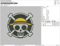 One Piece Logo Embroidery File 5 sizes