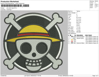 One Piece Logo Embroidery File 5 sizes