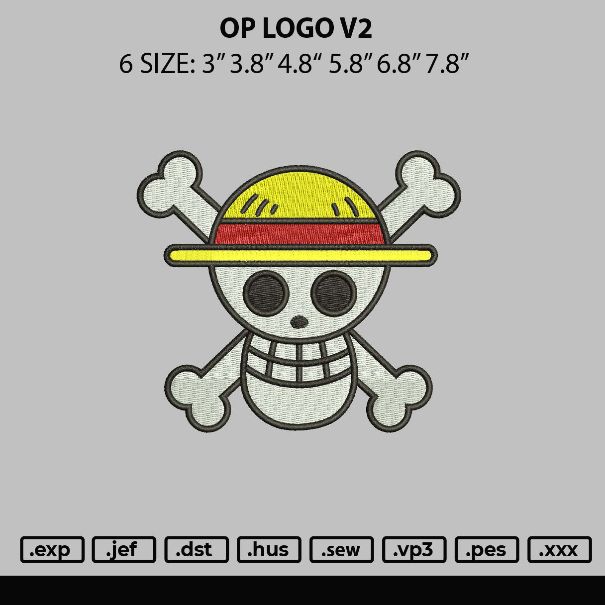 OP Logo V2 Embroidery File 6 sizes