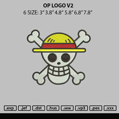 OP Logo V2 Embroidery File 6 sizes
