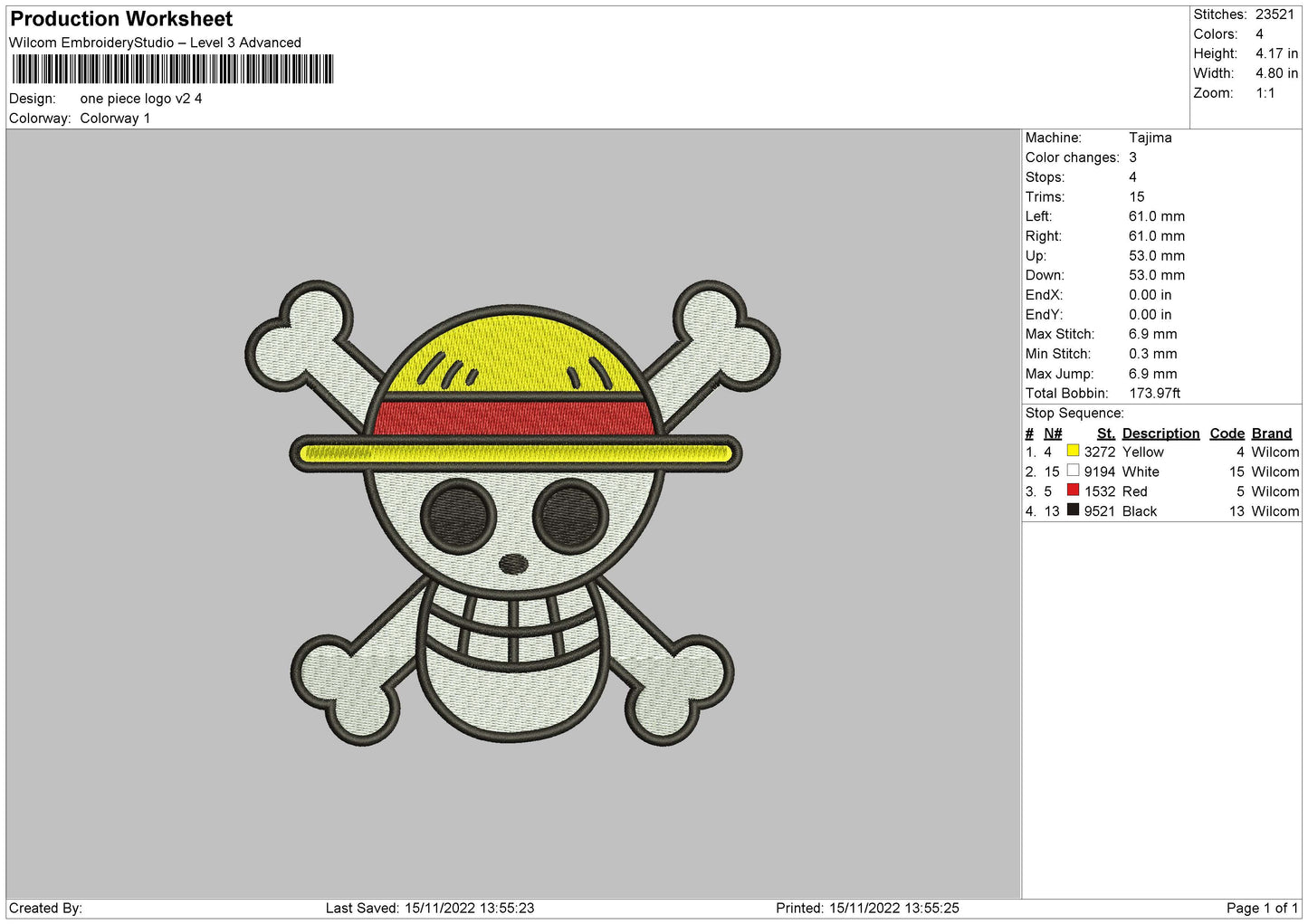 OP Logo V2 Embroidery File 6 sizes