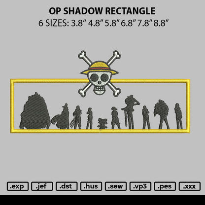 Op Shadow Rectangle Embroidery File 6 sizes