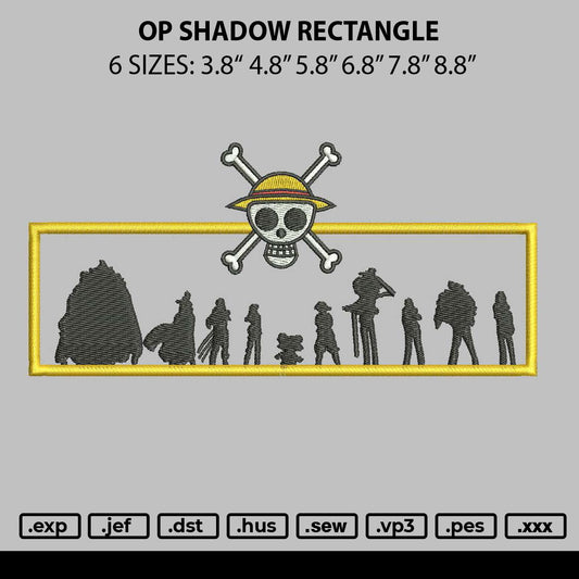 Op Shadow Rectangle Embroidery File 6 sizes