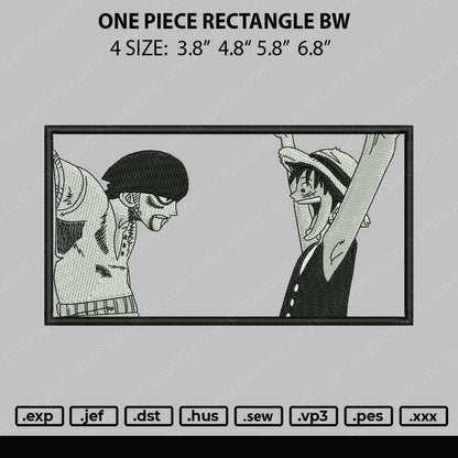 One Piece Rectangle BW Embroidery File 4 size