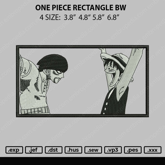 One Piece Rectangle BW Embroidery File 4 size