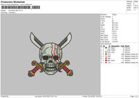 One Piece Skull Embroidery File 4 size