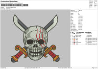 One Piece Skull Embroidery File 4 size