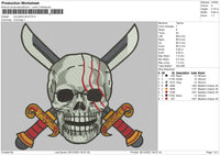 One Piece Skull Embroidery File 4 size