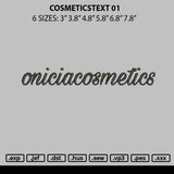 Cosmeticstext 01 Embroidery File 6 sizes