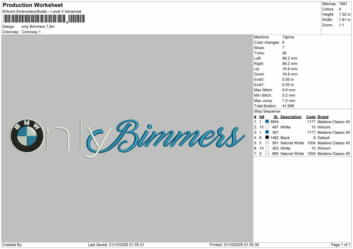 Only Text 2110 Embroidery Machine Design File 6 sizes