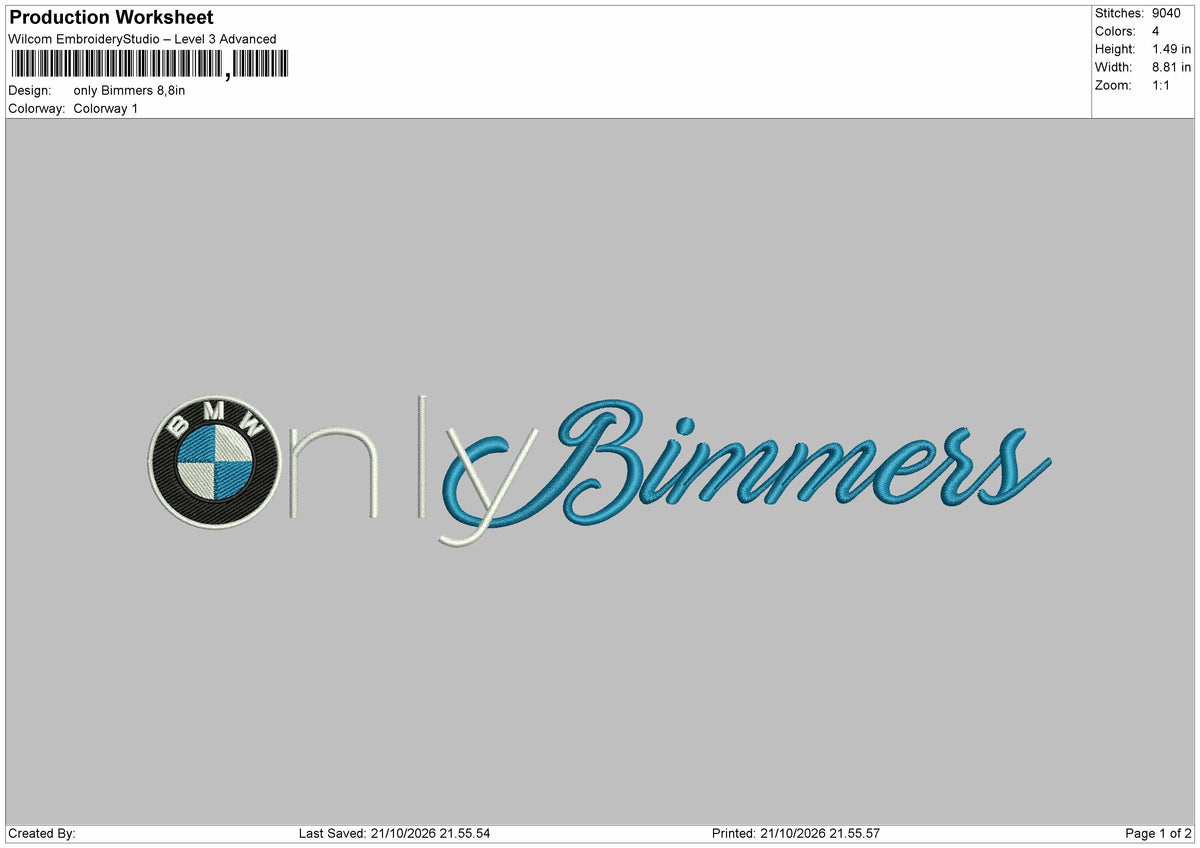 Only Text 2110 Embroidery Machine Design File 6 sizes
