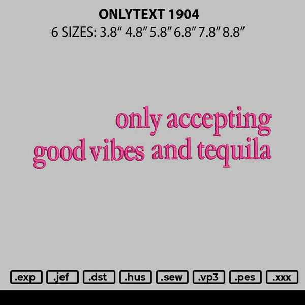 Onlytext 1904 Embroidery File 6 sizes