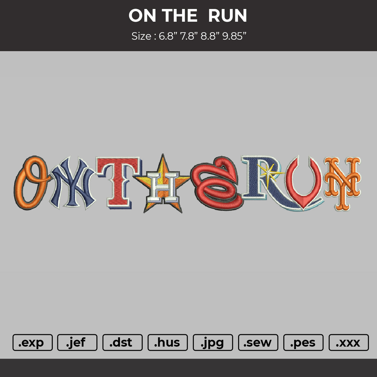 ON THE RUN  Embroidery Machine Design File