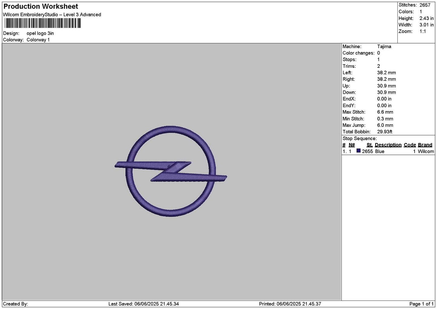 Opelcircle Embroidery File 6 sizes