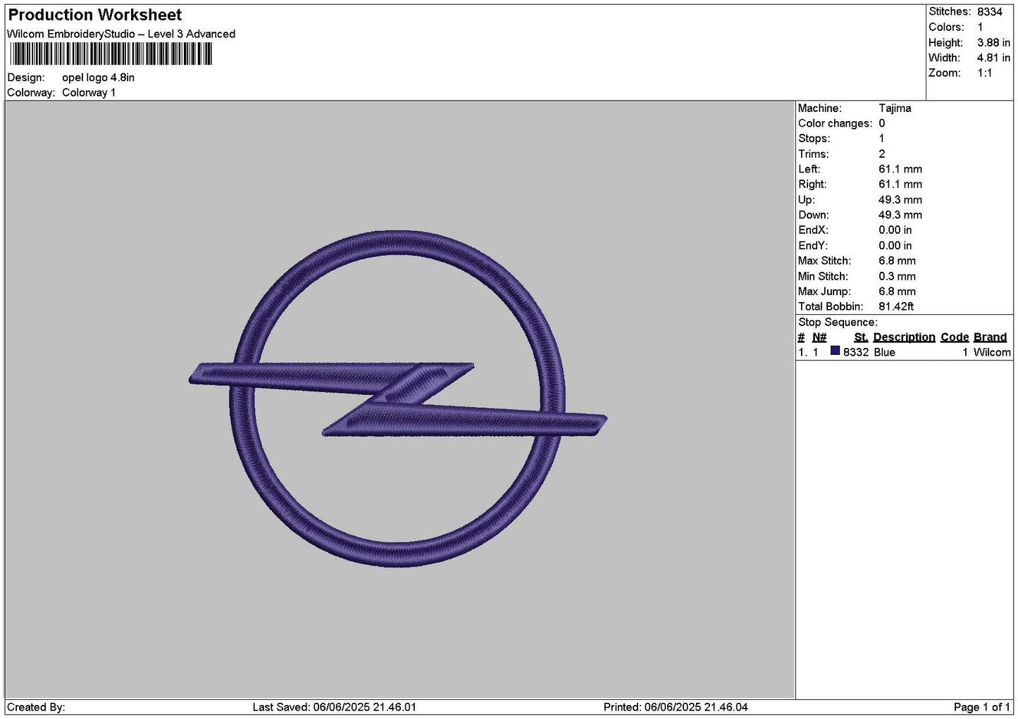 Opelcircle Embroidery File 6 sizes